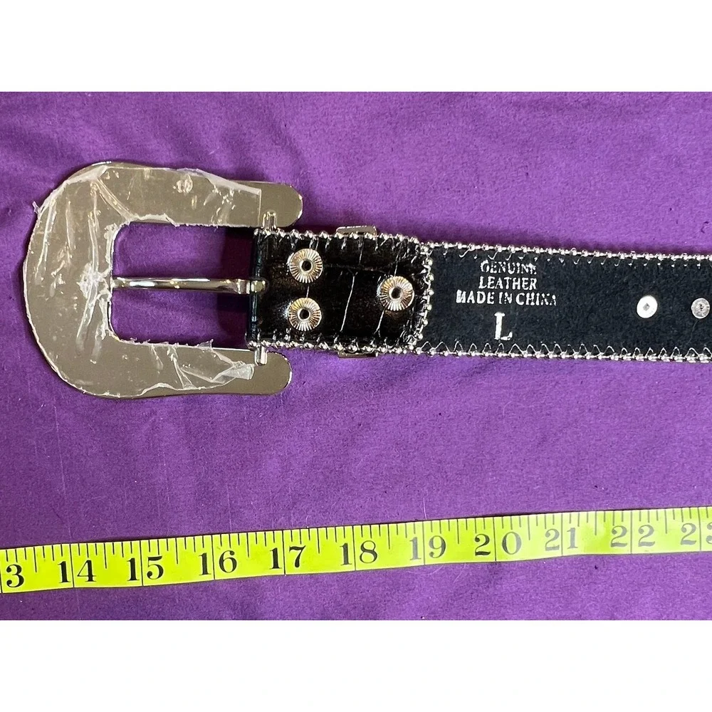 Western Bling Belt Large Square Crystals Womens Missing 1 Small Crystal 46